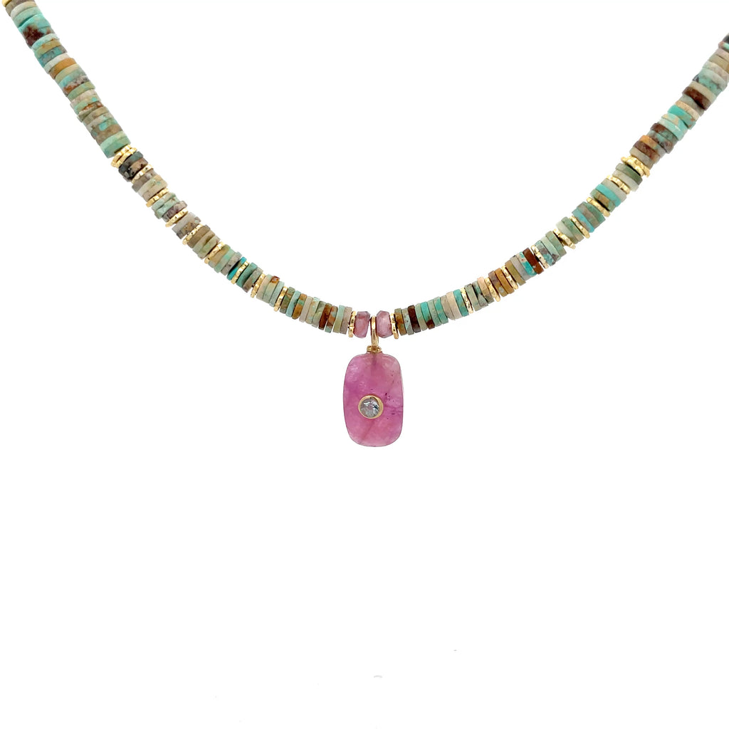 Decretos y afirmaciones turquesas con dije de Rubí