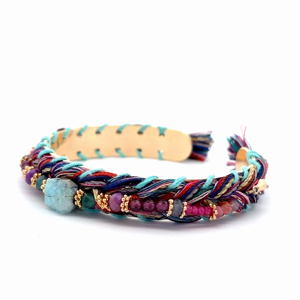 Pulsera Sejmet tejida con multipiedras