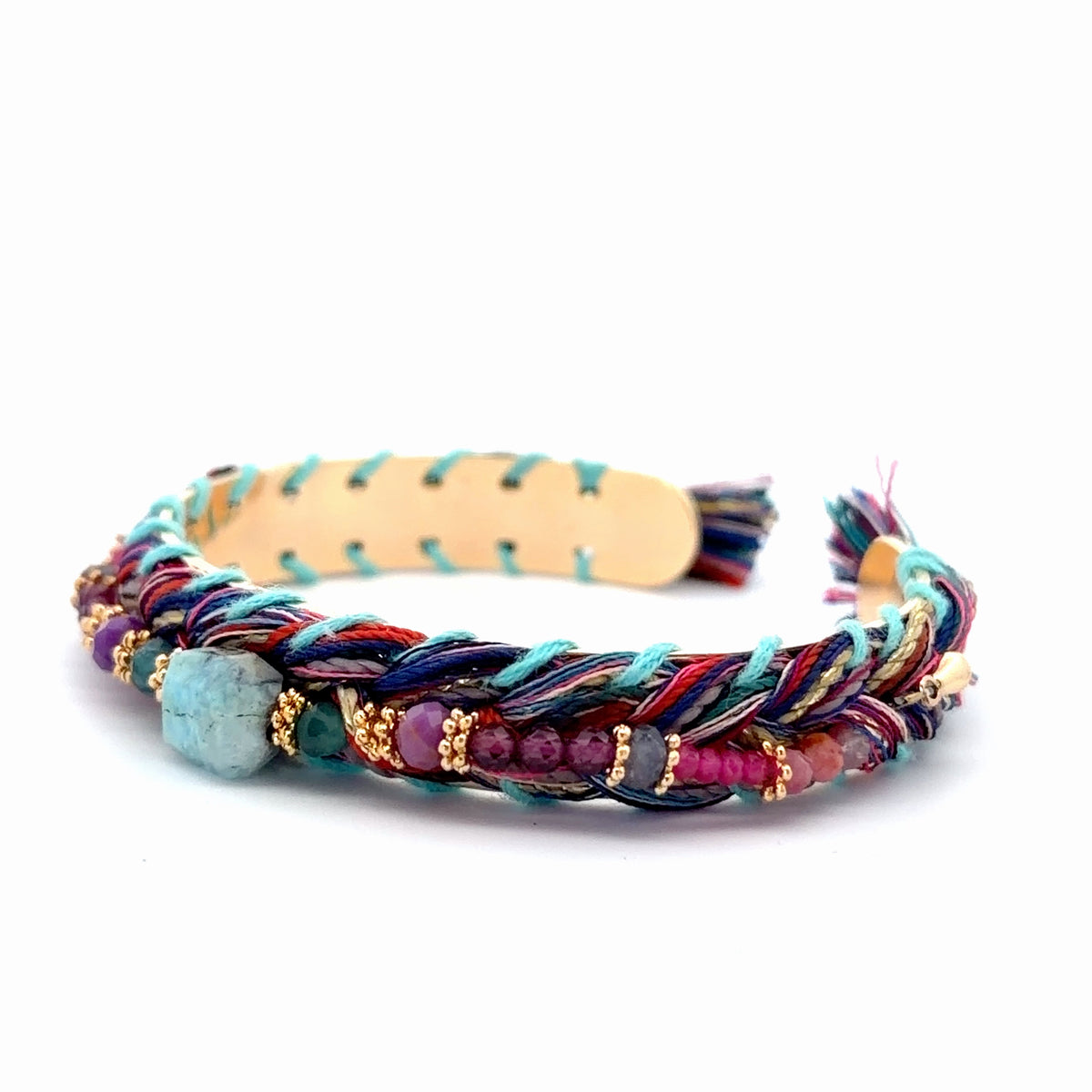 Pulsera Sejmet tejida con multipiedras