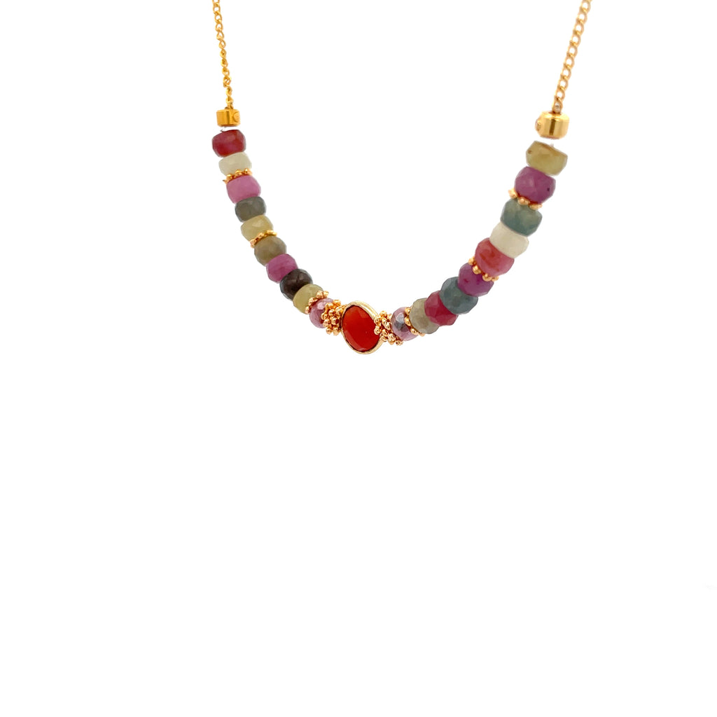 Collar yo soy amor con zafiros multicolor