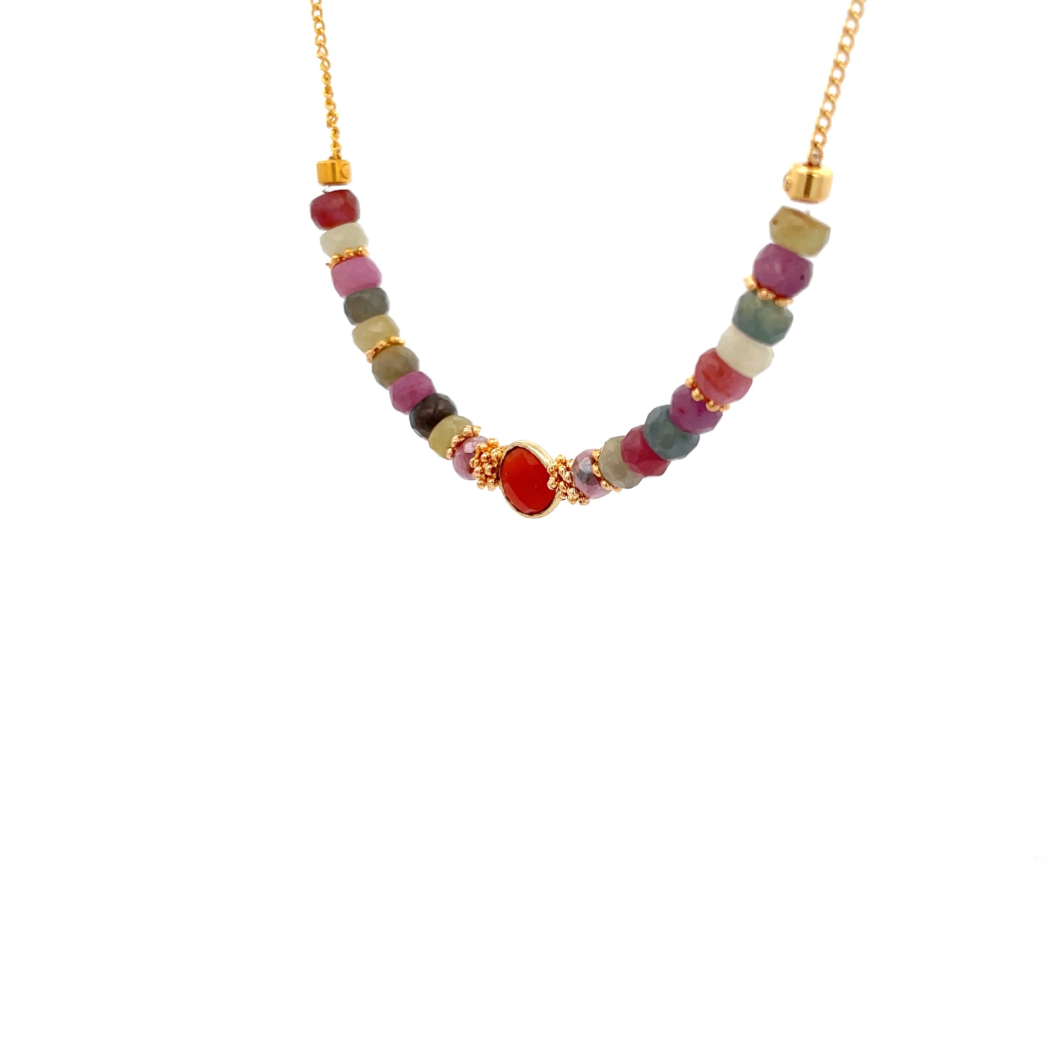 Collar yo soy amor con zafiros multicolor