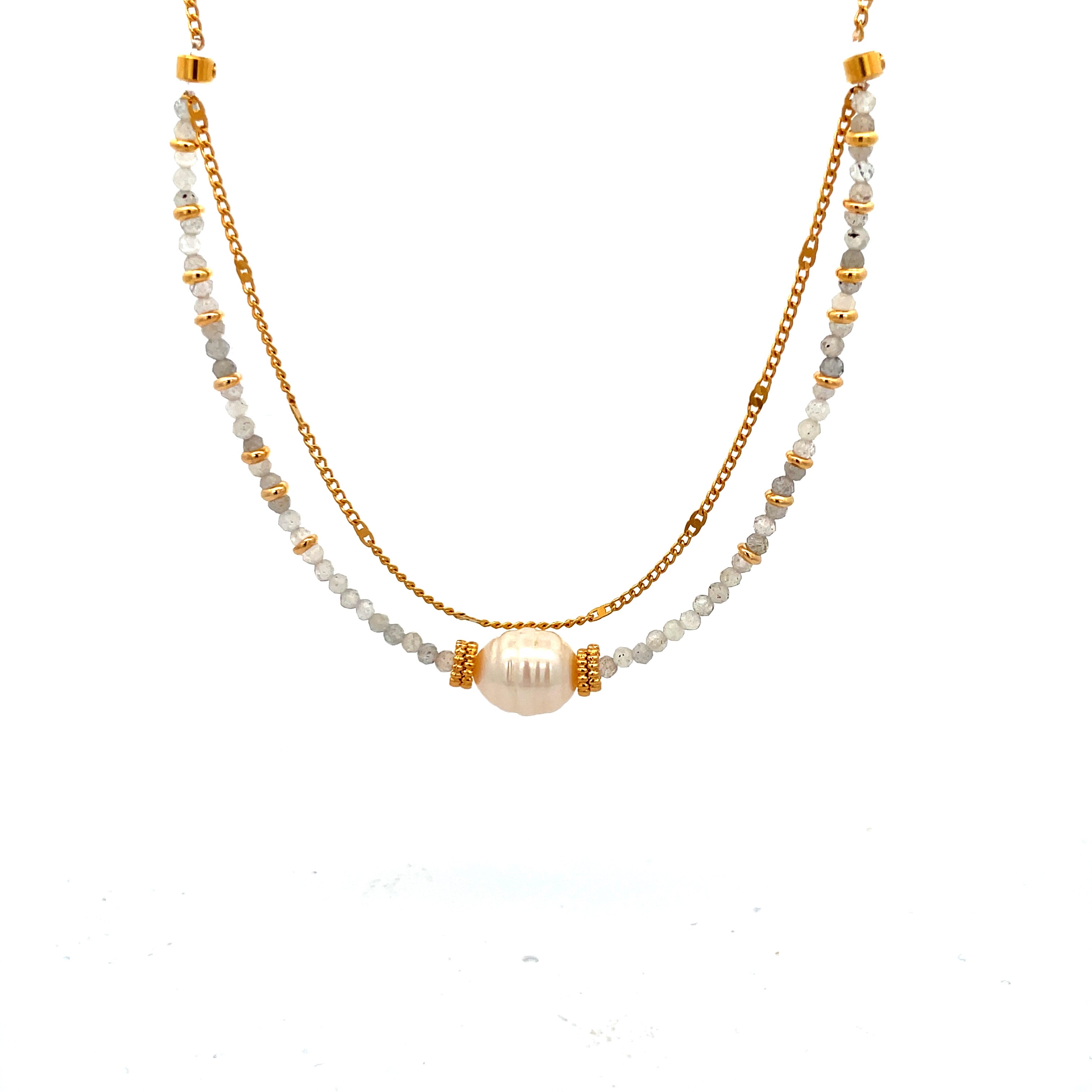 Decretos y afirmaciones de labradorita con perla