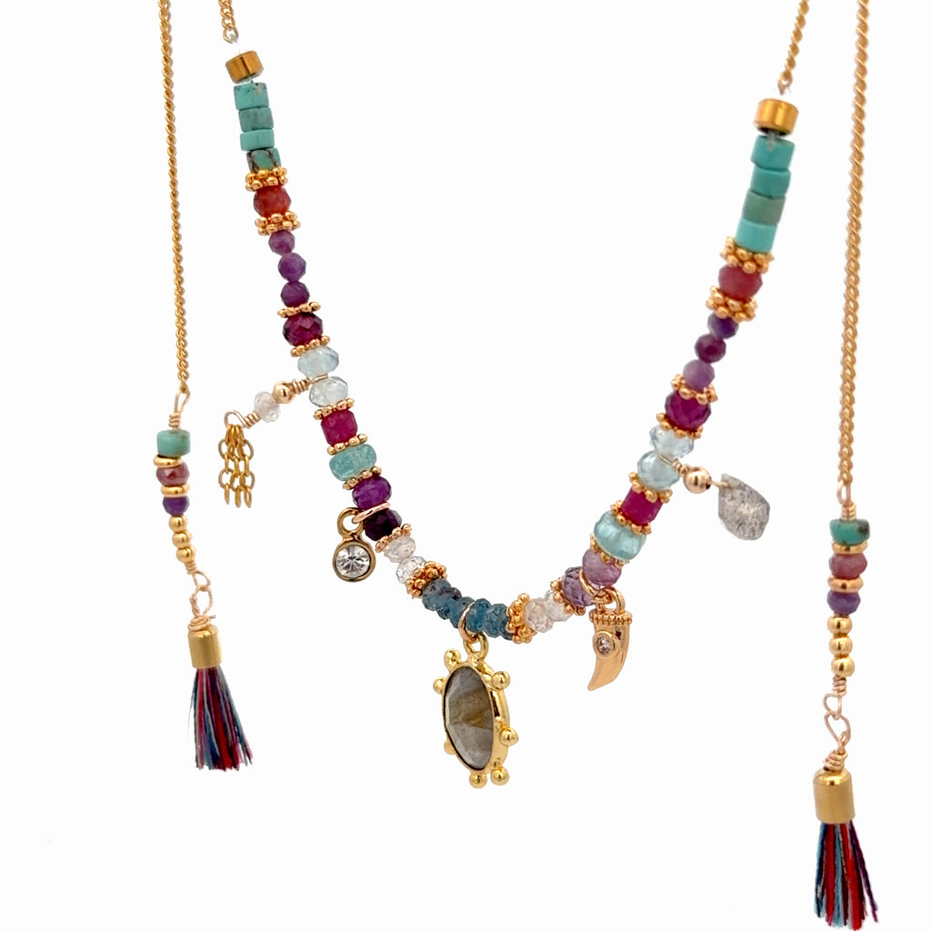 Collar Versatility con dije oval de Labradorita