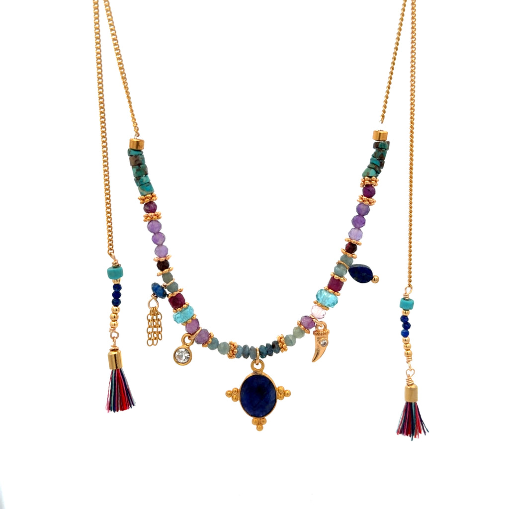 Collar Versatility con dije oval de lapislázuli