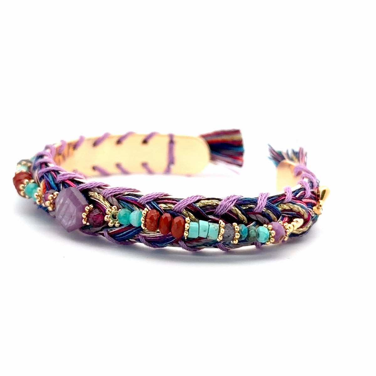 Pulsera Sejmet tejida con multipiedras
