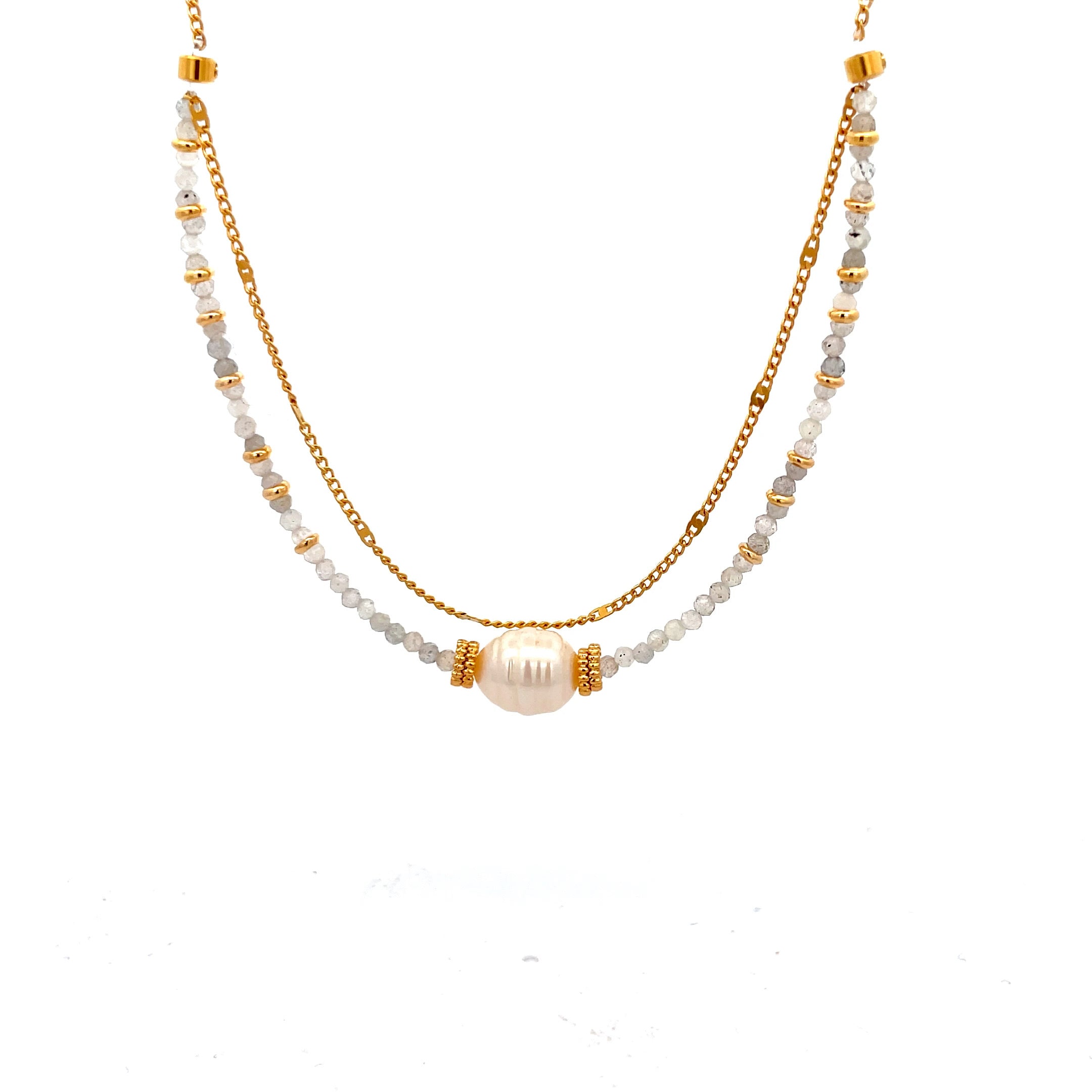 Decretos y afirmaciones de labradorita con perla