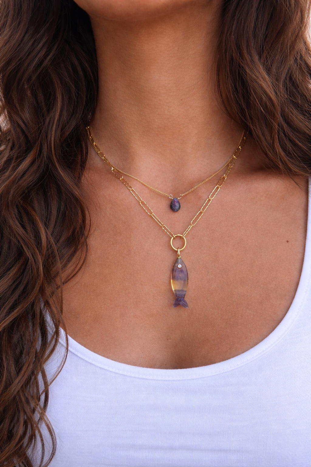 Collar Pez de Flourita o Apatita