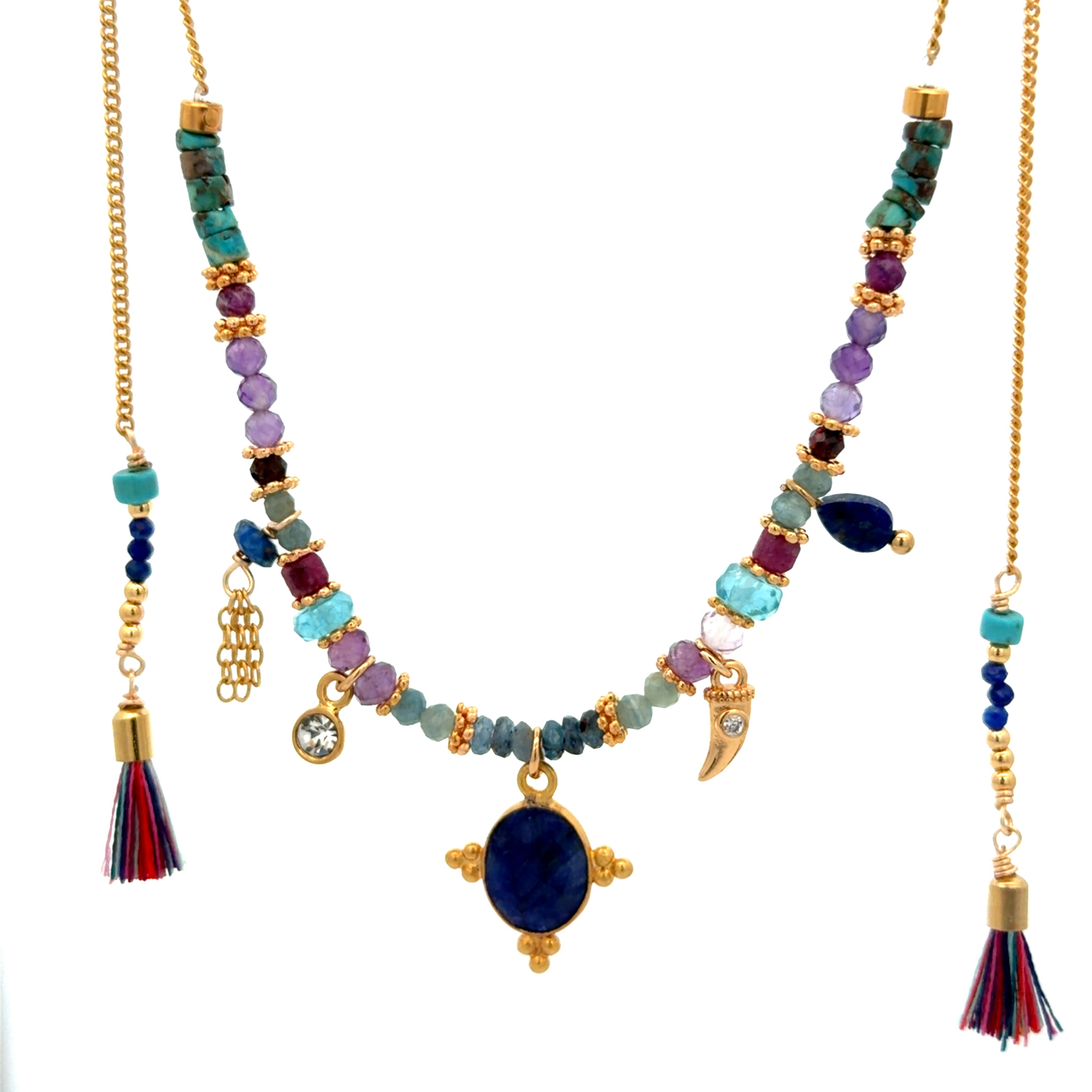 Collar Versatility con dije oval de lapislázuli