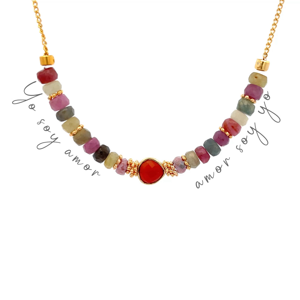 Collar yo soy amor con zafiros multicolor