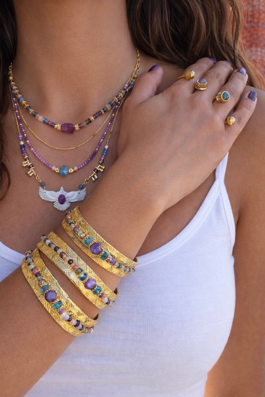 Pulsera Sejmet con Rubí hexagonal al centro