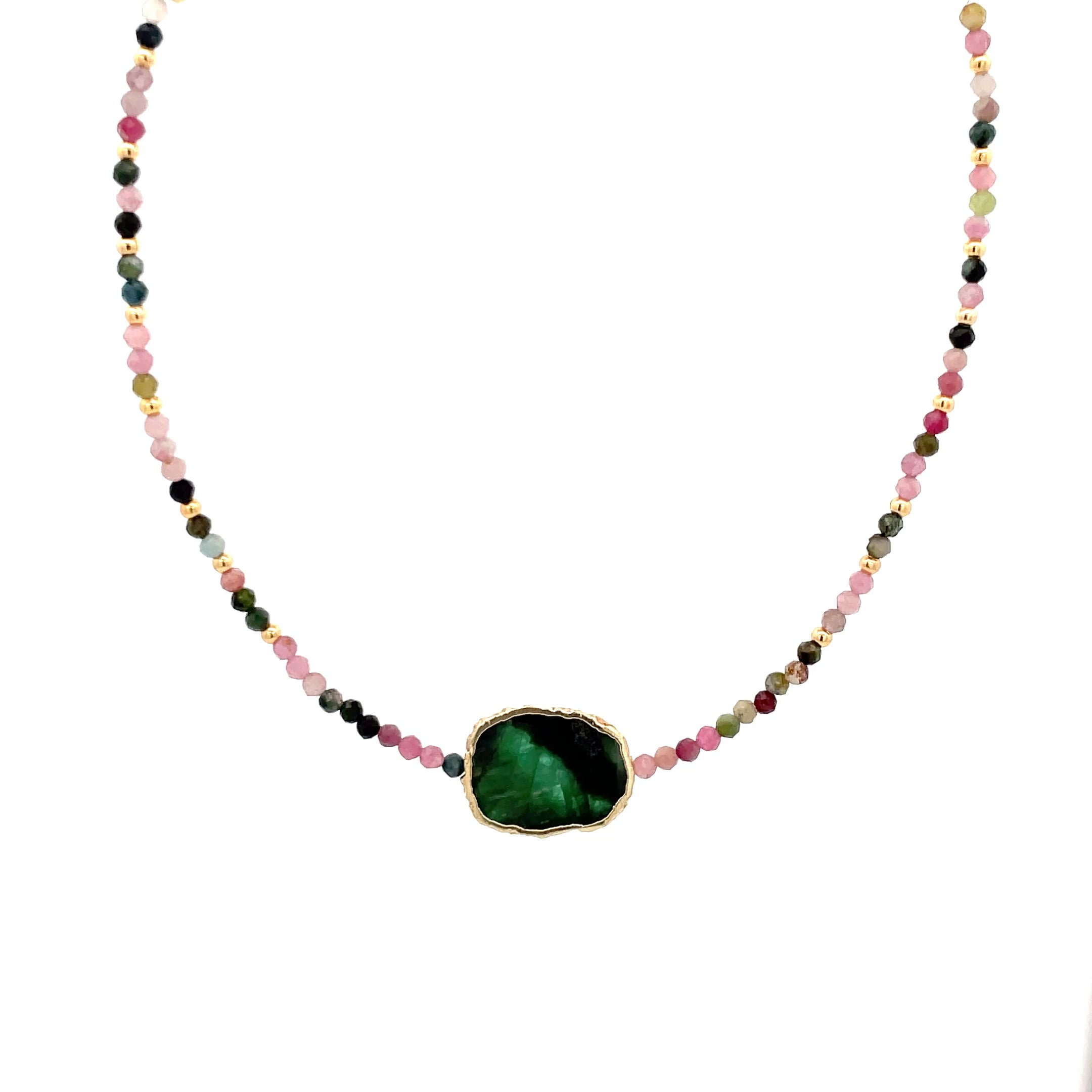 DECRETOS Y AFIRMACIONES TURMALINA SANDÍA CON RAÍZ DE ESMERALDA