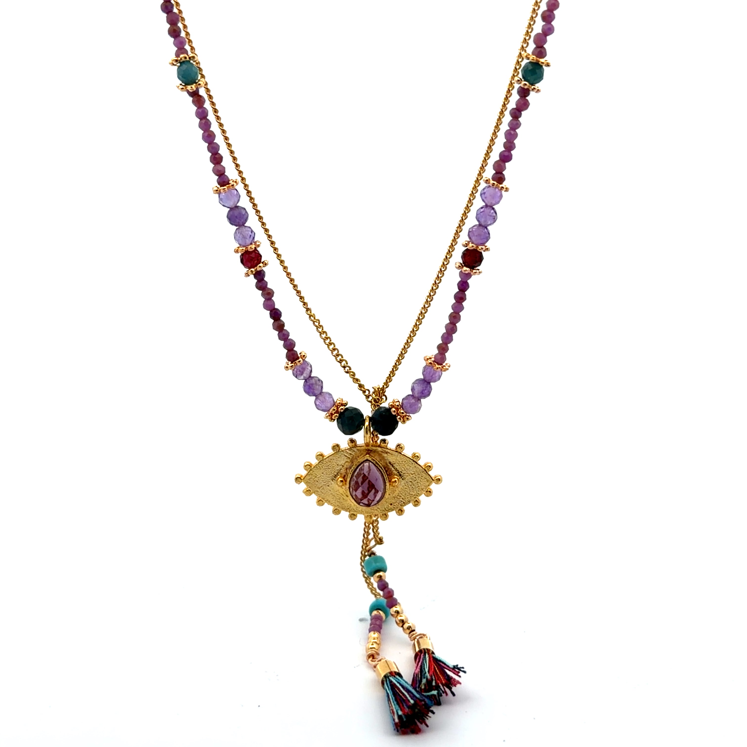 Collar Versatility con 🧿 de Amatista y Fosfosiderita