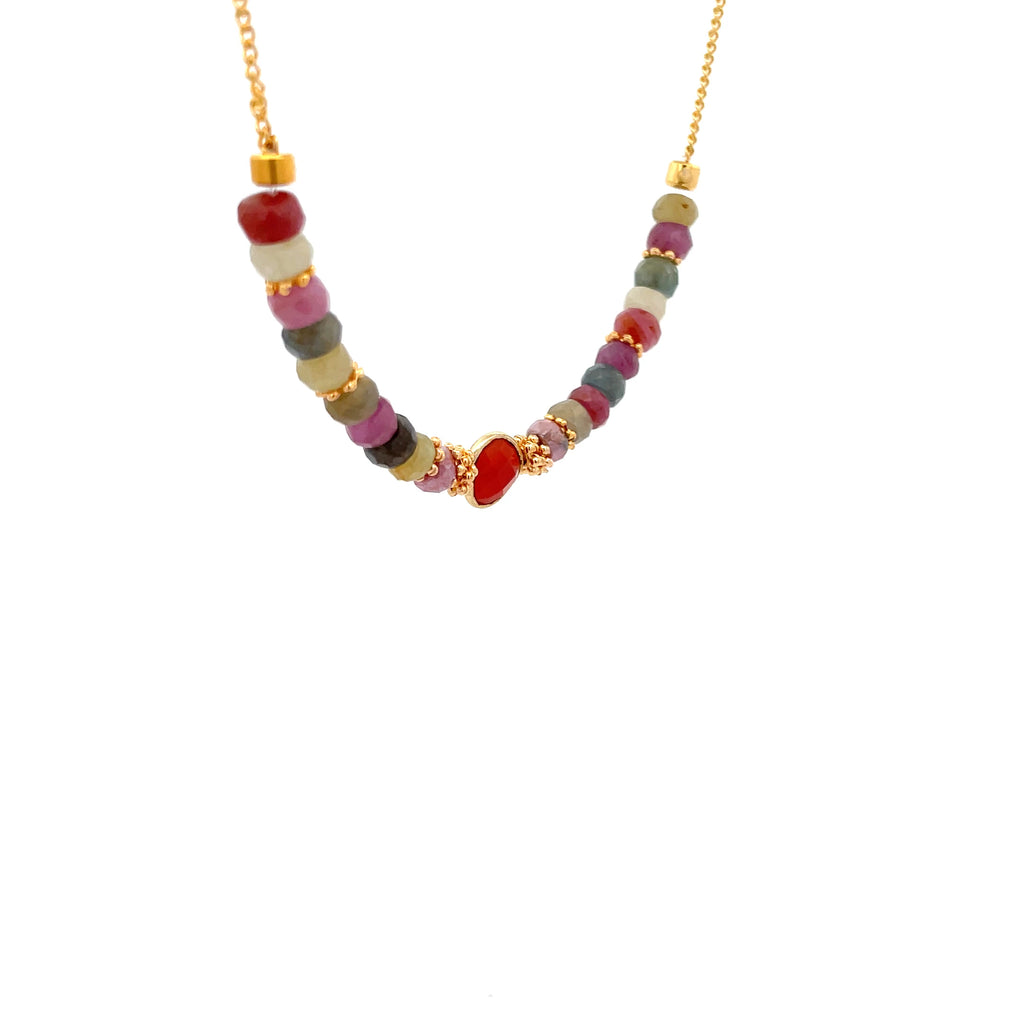 Collar yo soy amor con zafiros multicolor