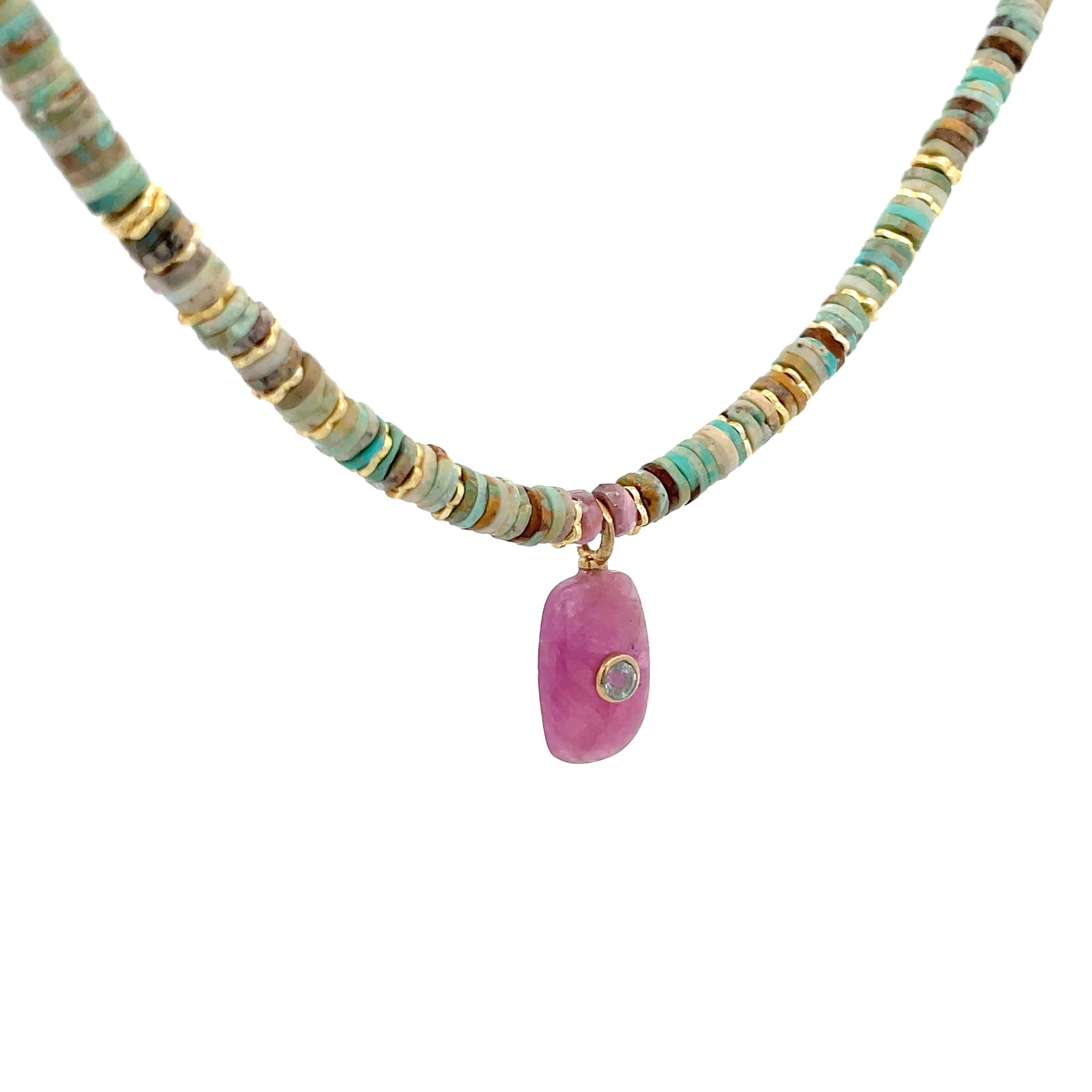 Decretos y afirmaciones turquesas con dije de Rubí