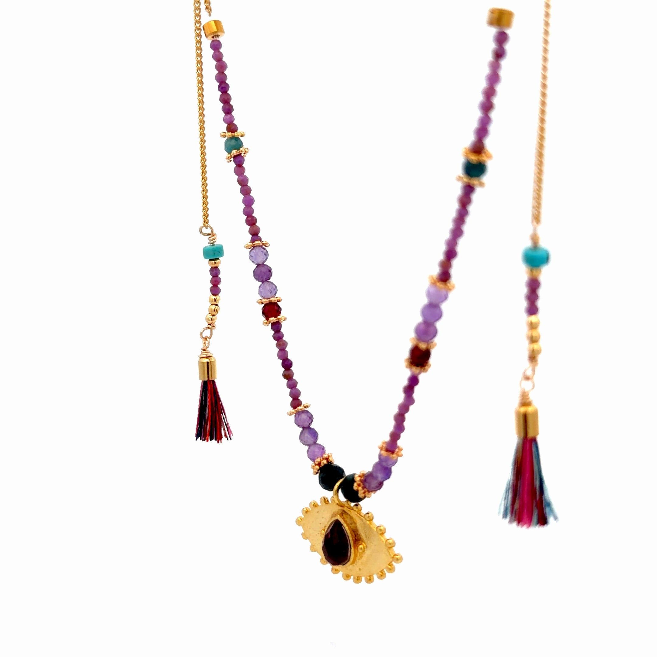 Collar Versatility con 🧿 de Amatista y Fosfosiderita
