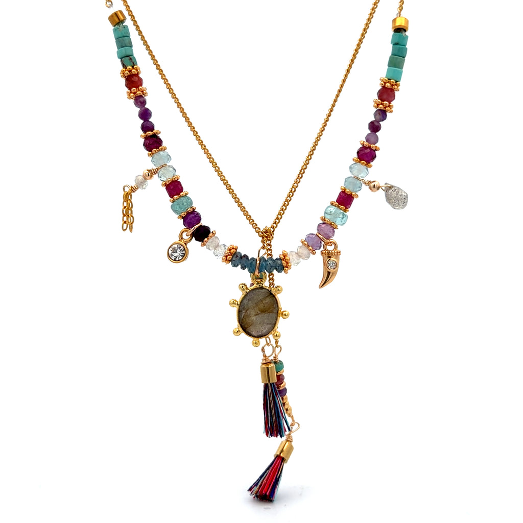 Collar Versatility con dije oval de Labradorita