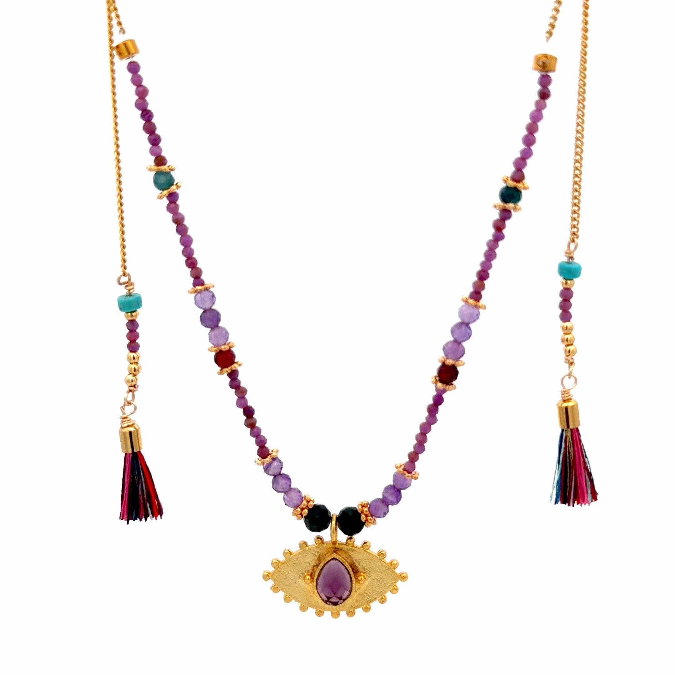 Collar Versatility con 🧿 de Amatista y Fosfosiderita