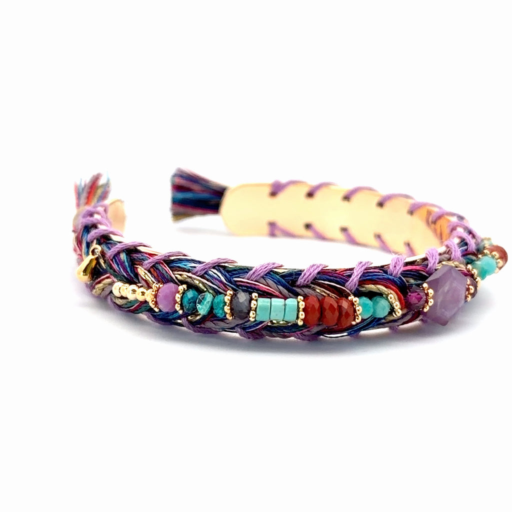 Pulsera Sejmet tejida con multipiedras