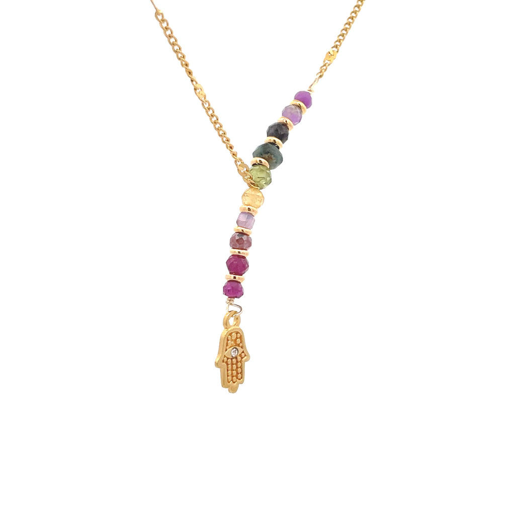 Collar Hamsa arcoíris