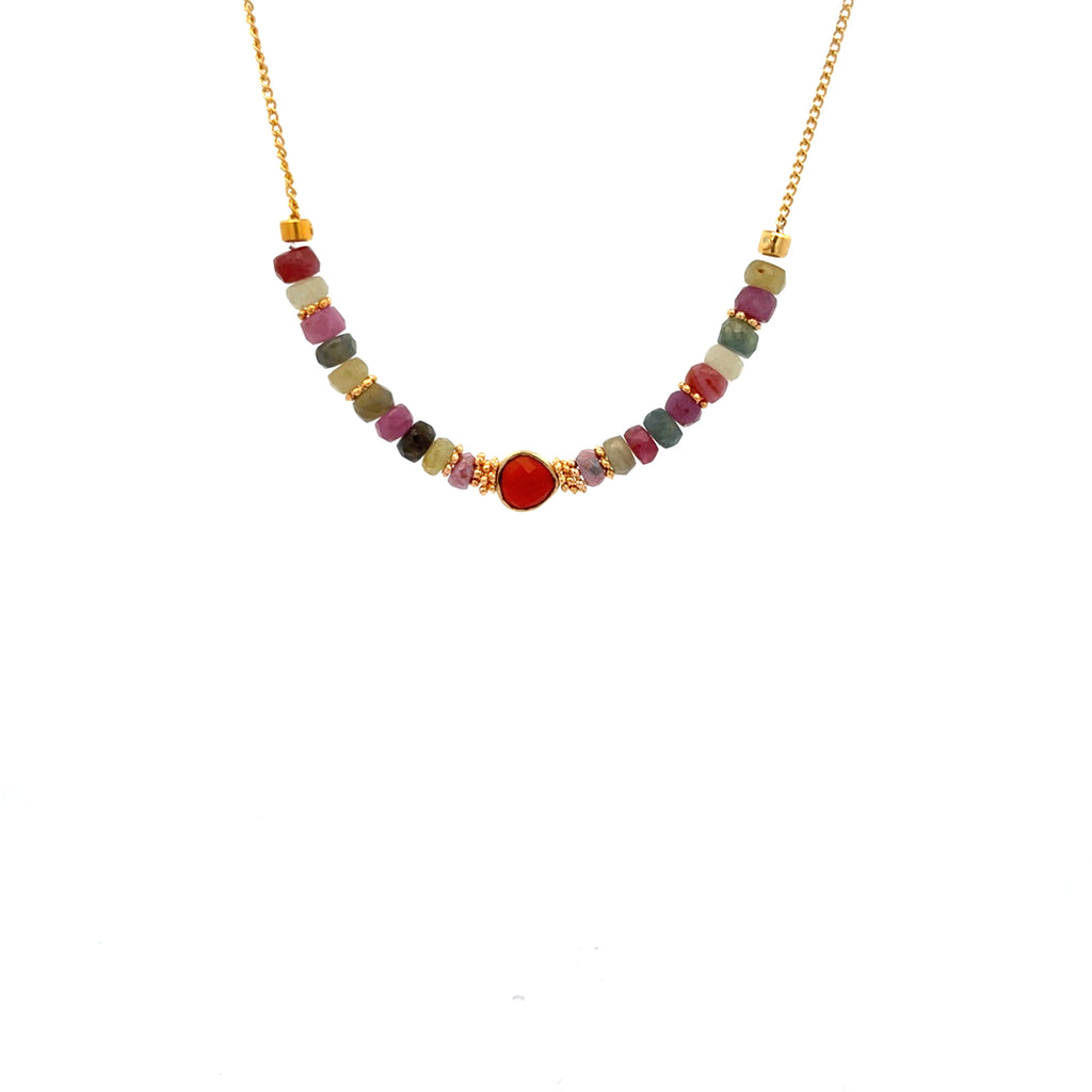 Collar yo soy amor con zafiros multicolor