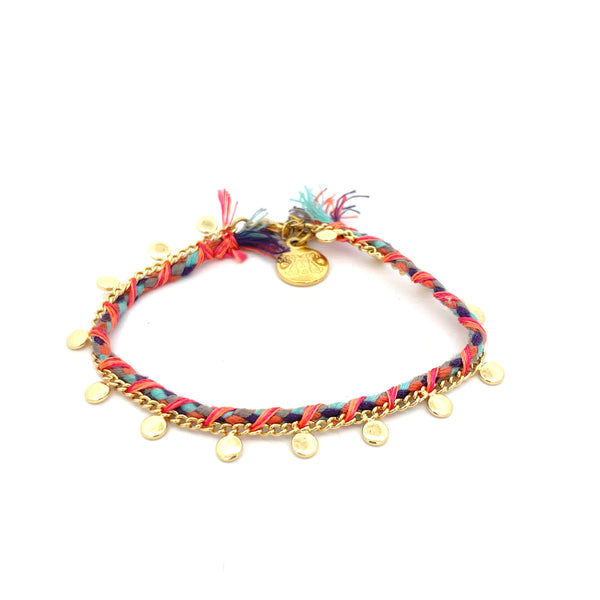 Pulsera monedas tejida