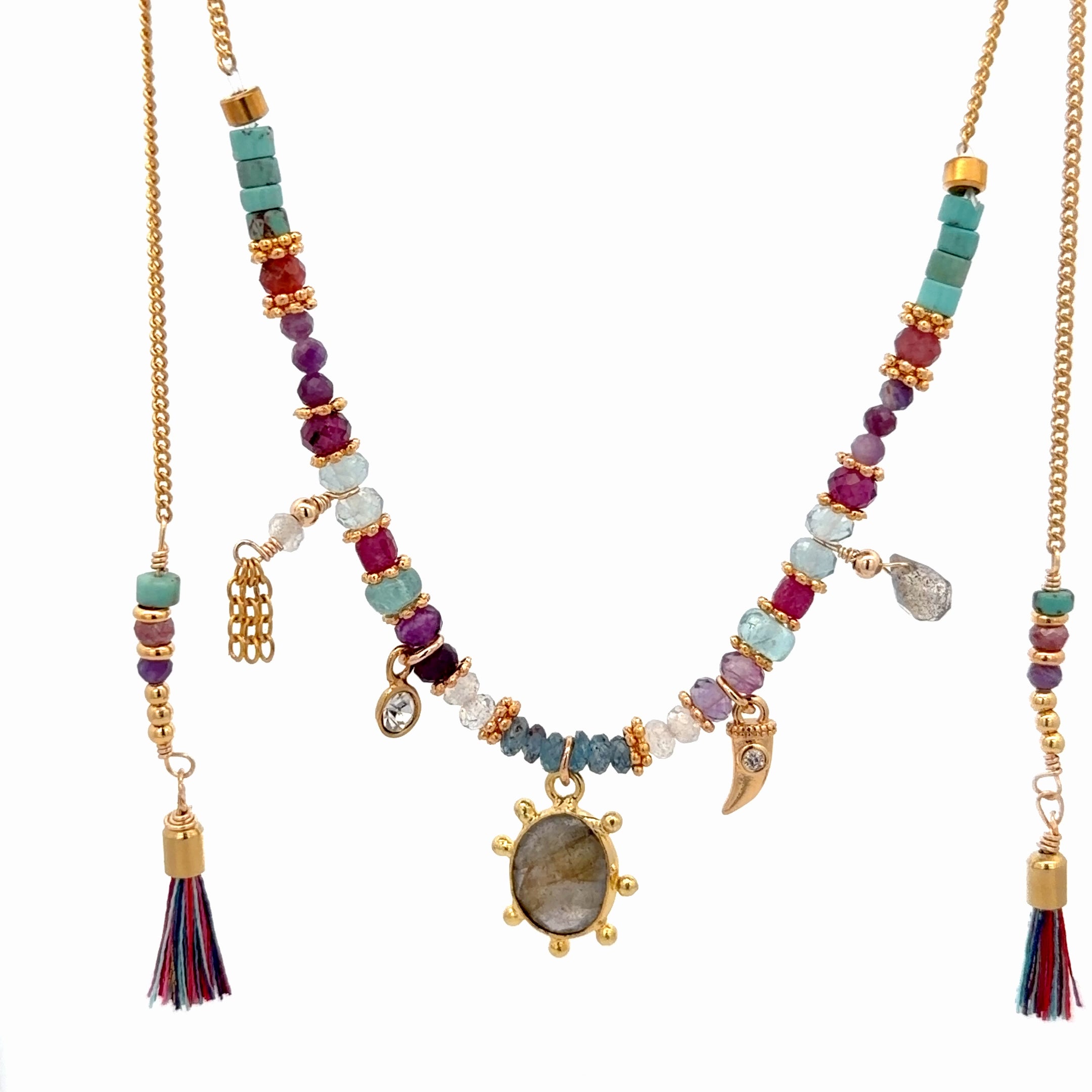 Collar Versatility con dije oval de Labradorita