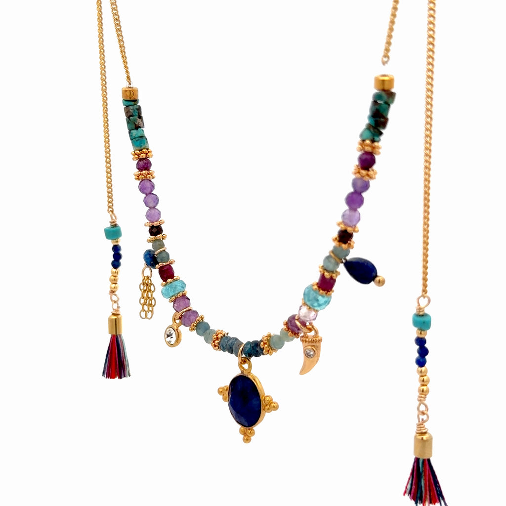 Collar Versatility con dije oval de lapislázuli