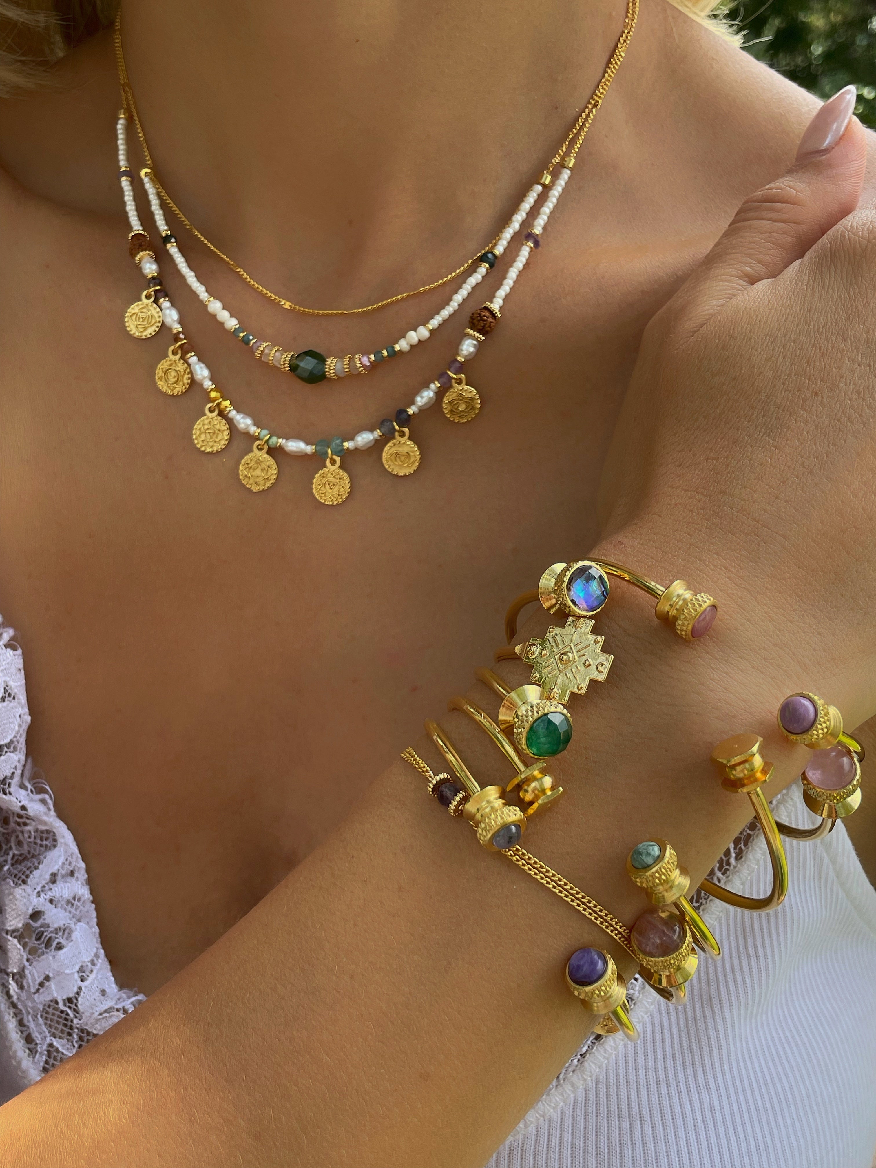 Collar 7 Chakras con perlas