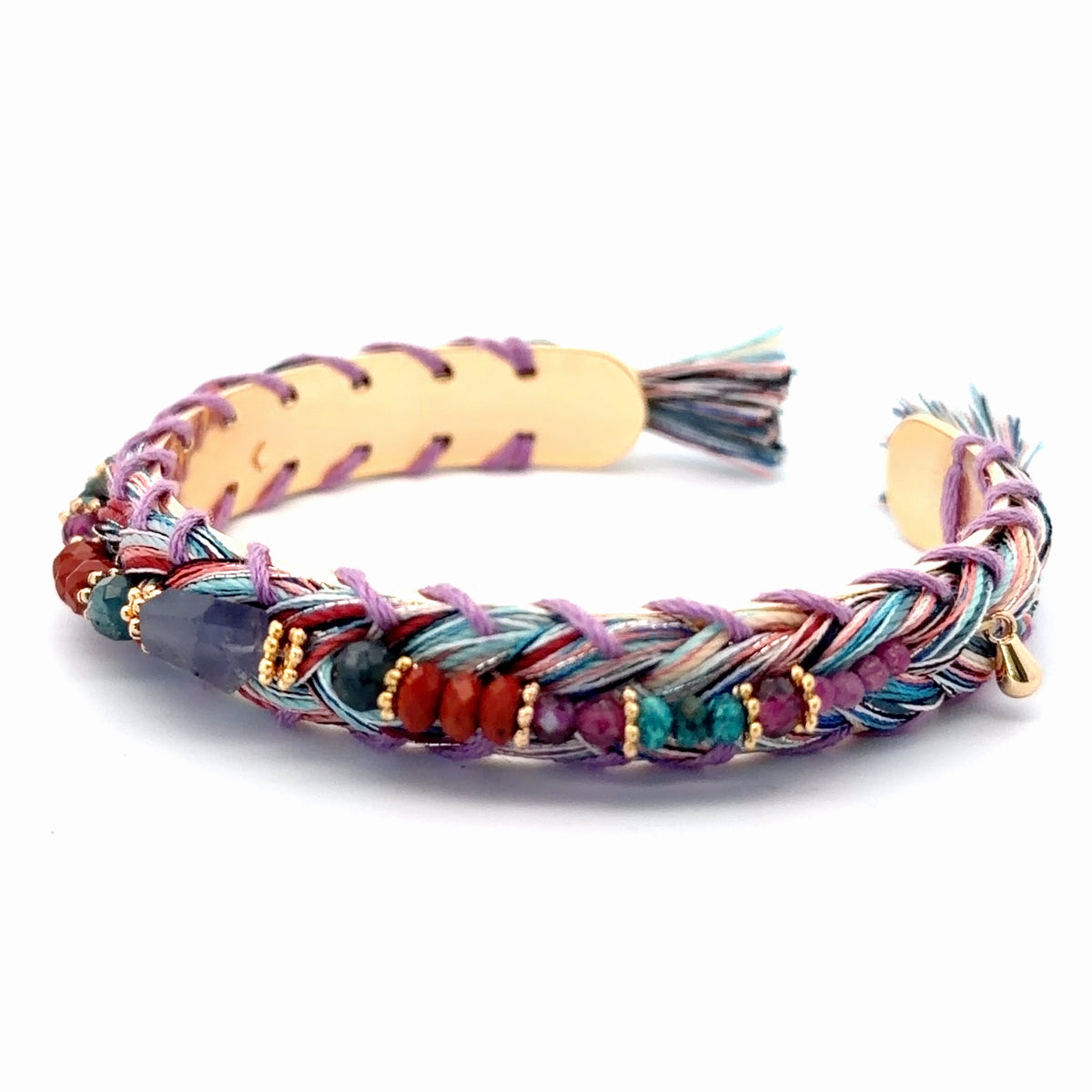 Pulsera Sejmet tejida con multipiedras