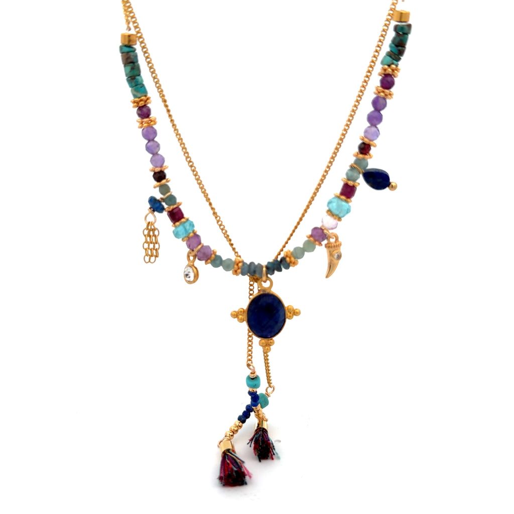 Collar Versatility con dije oval de lapislázuli