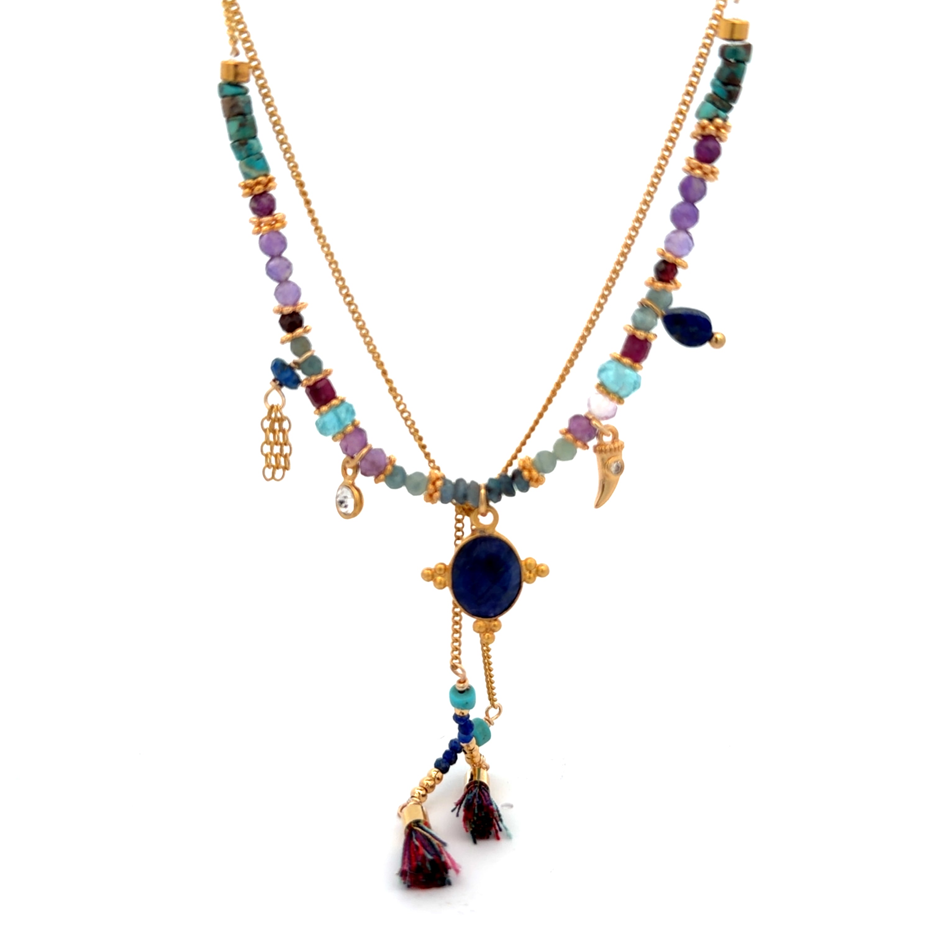 Collar Versatility con dije oval de lapislázuli