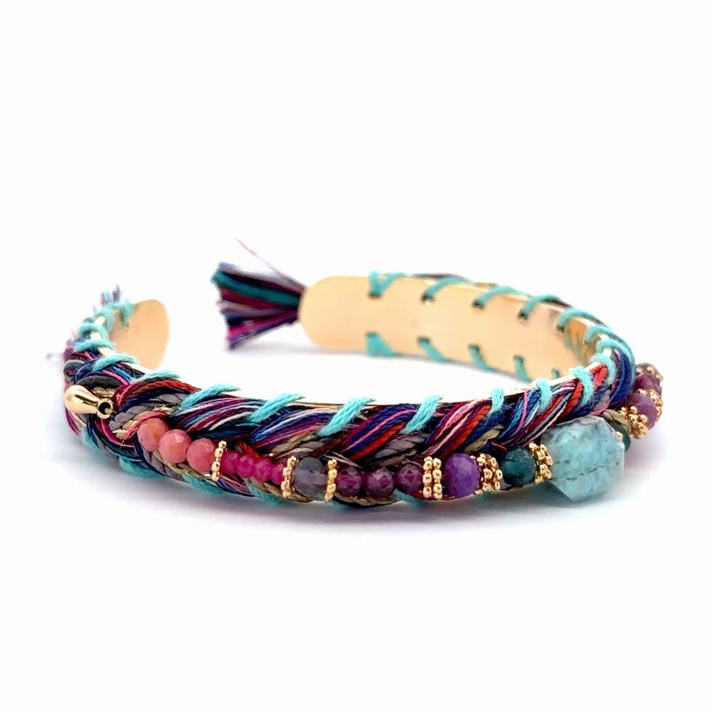 Pulsera Sejmet tejida con multipiedras