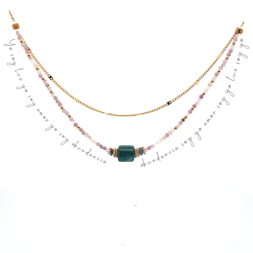 Decretos y afirmaciones con jade guatemalteco, mica y iolita