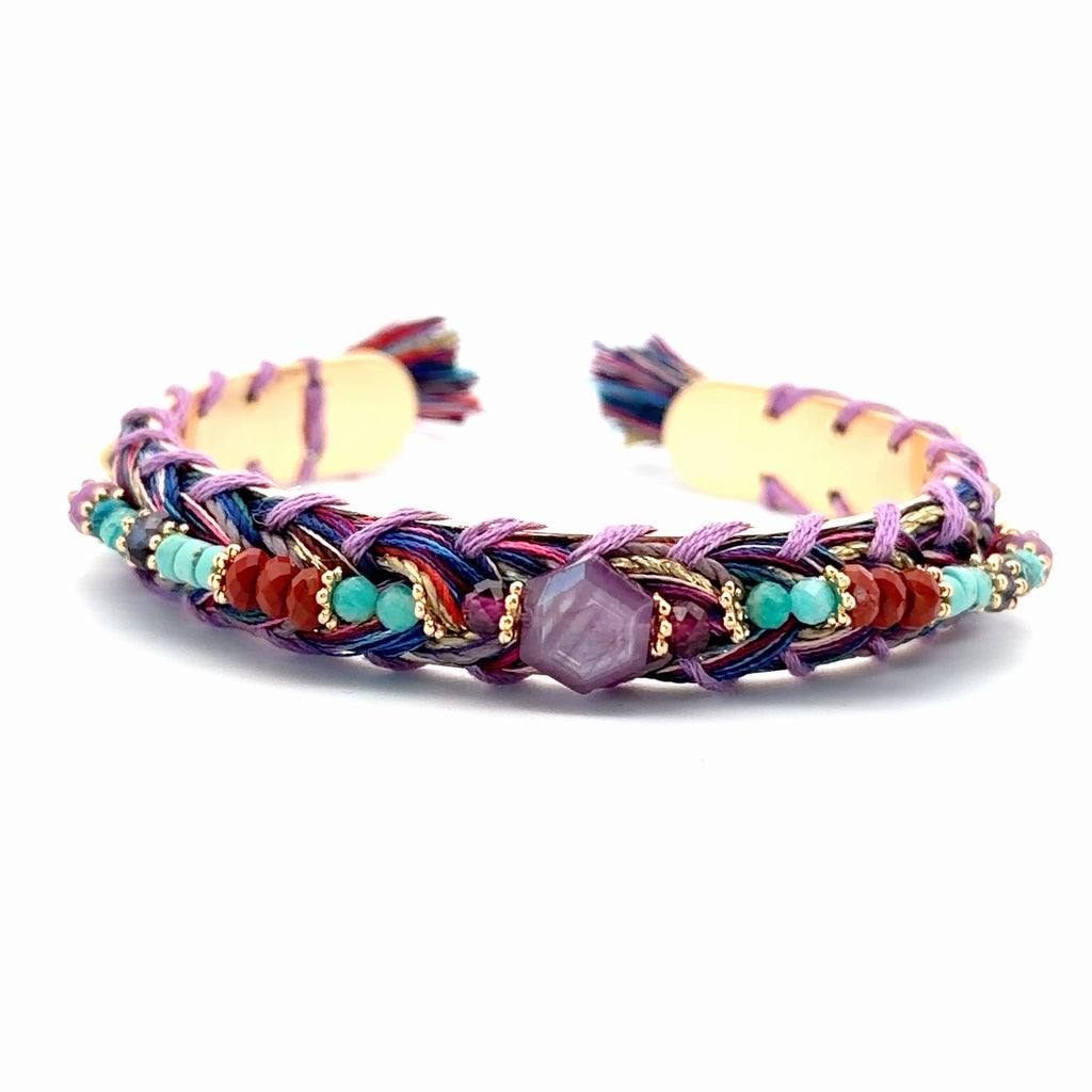 Pulsera Sejmet tejida con multipiedras