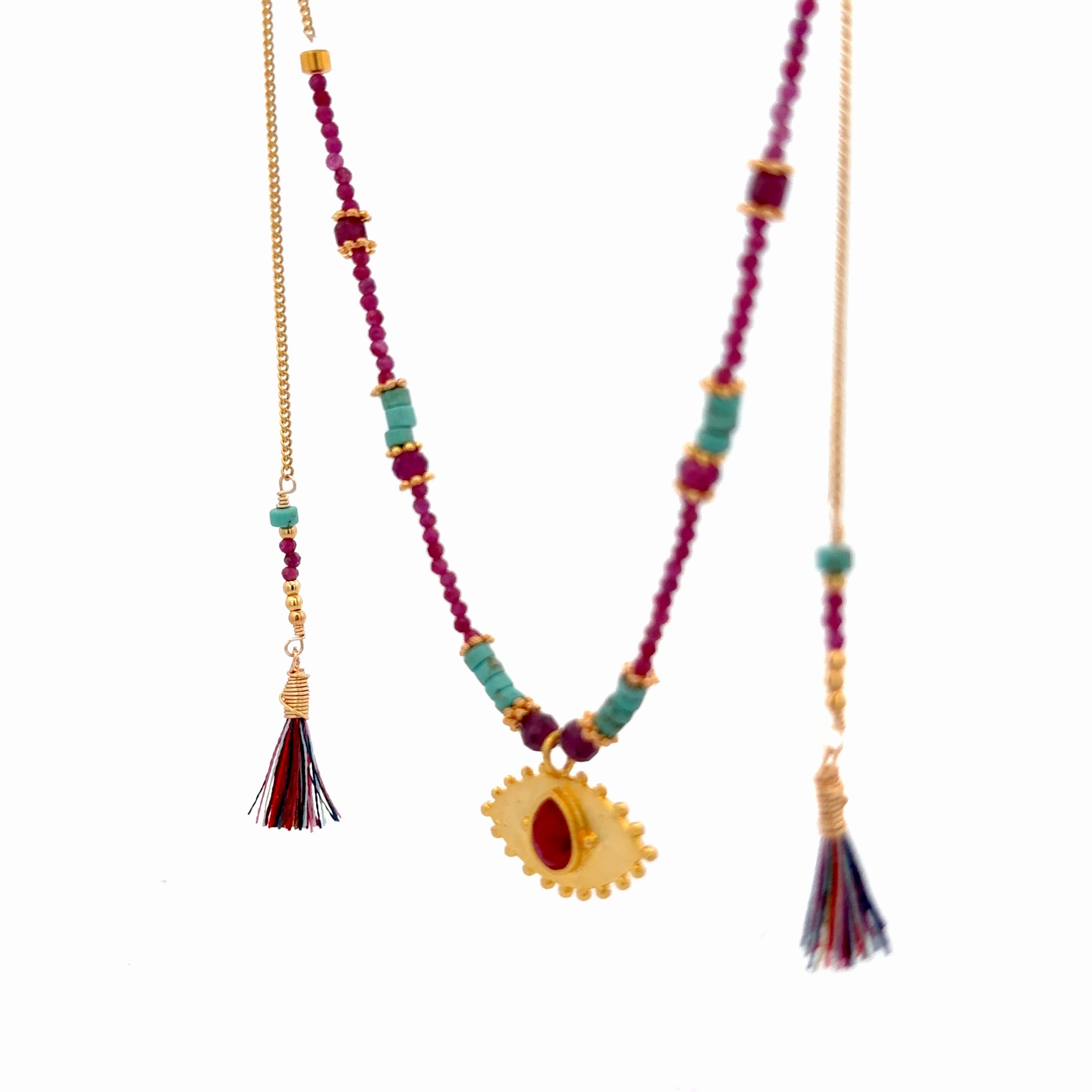 Collar Versatility con 🧿 de Rubí y turquesa