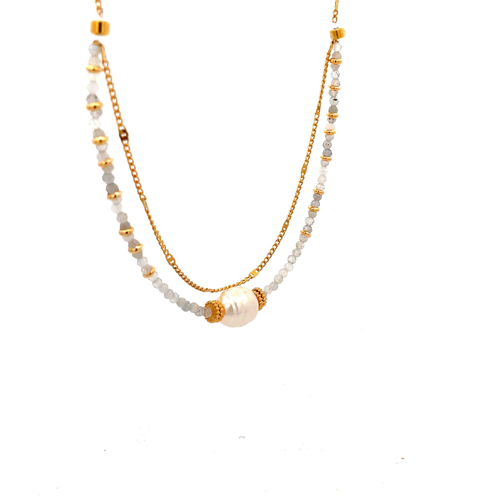 Decretos y afirmaciones de labradorita con perla