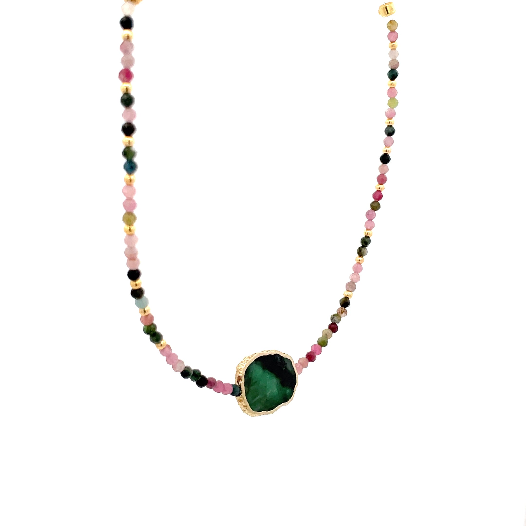 DECRETOS Y AFIRMACIONES TURMALINA SANDÍA CON RAÍZ DE ESMERALDA