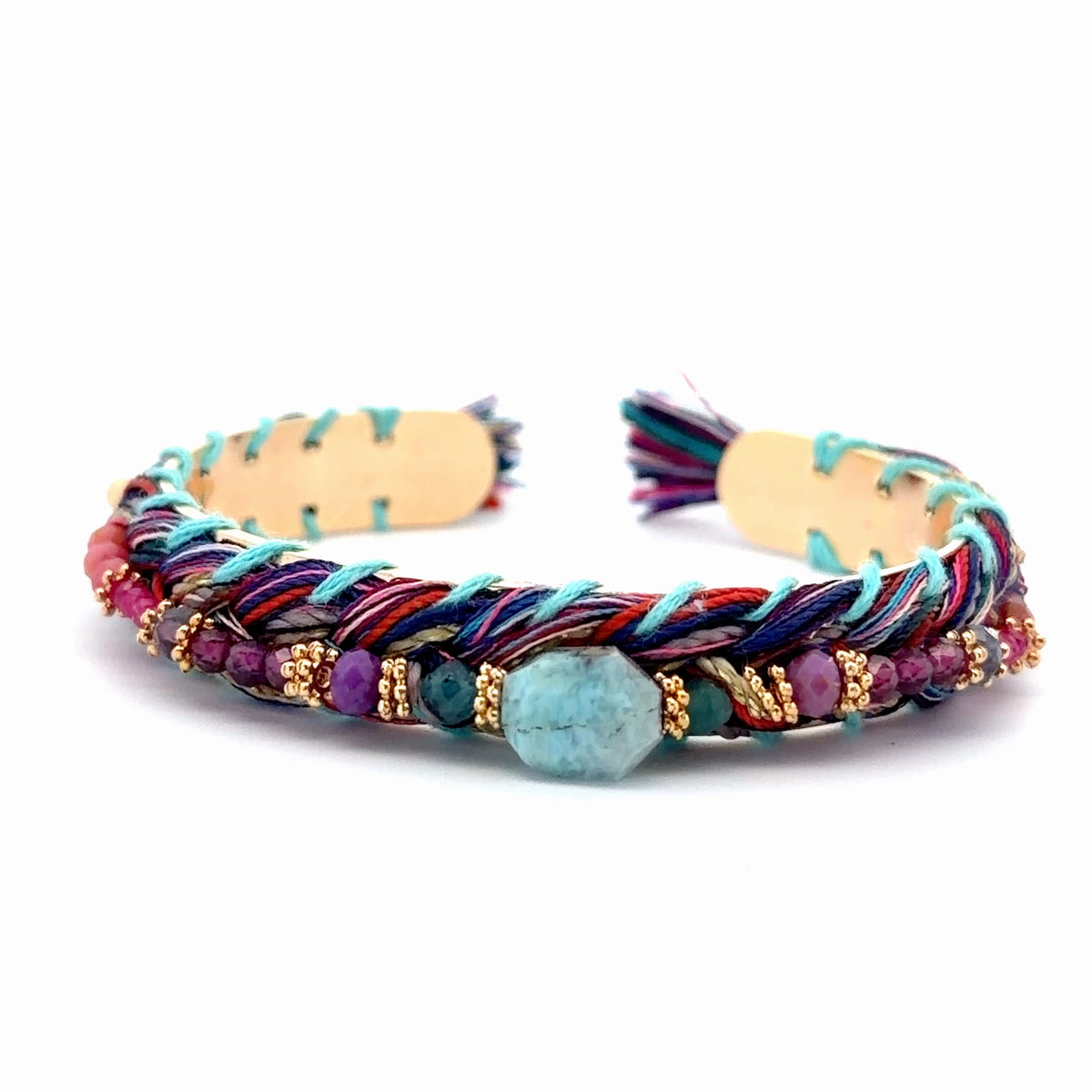 Pulsera Sejmet tejida con multipiedras