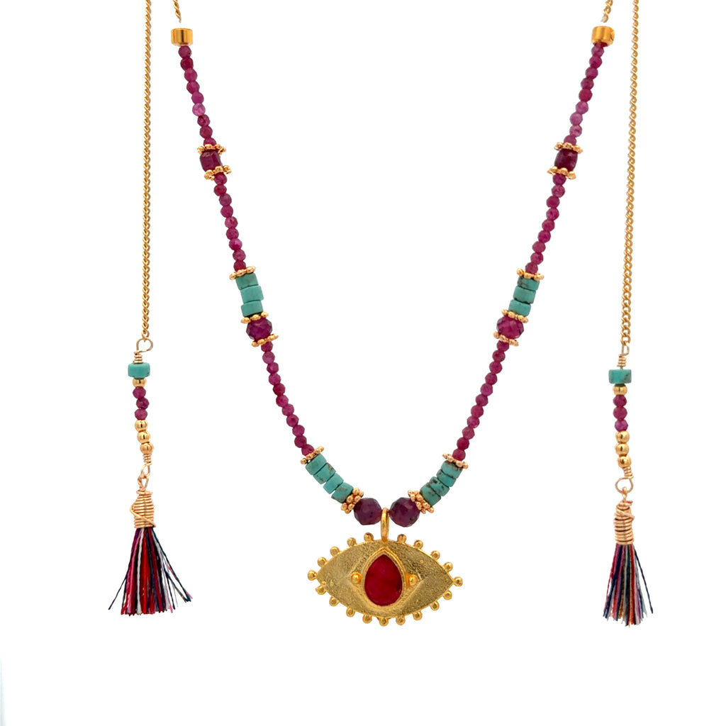 Collar Versatility con 🧿 de Rubí y turquesa