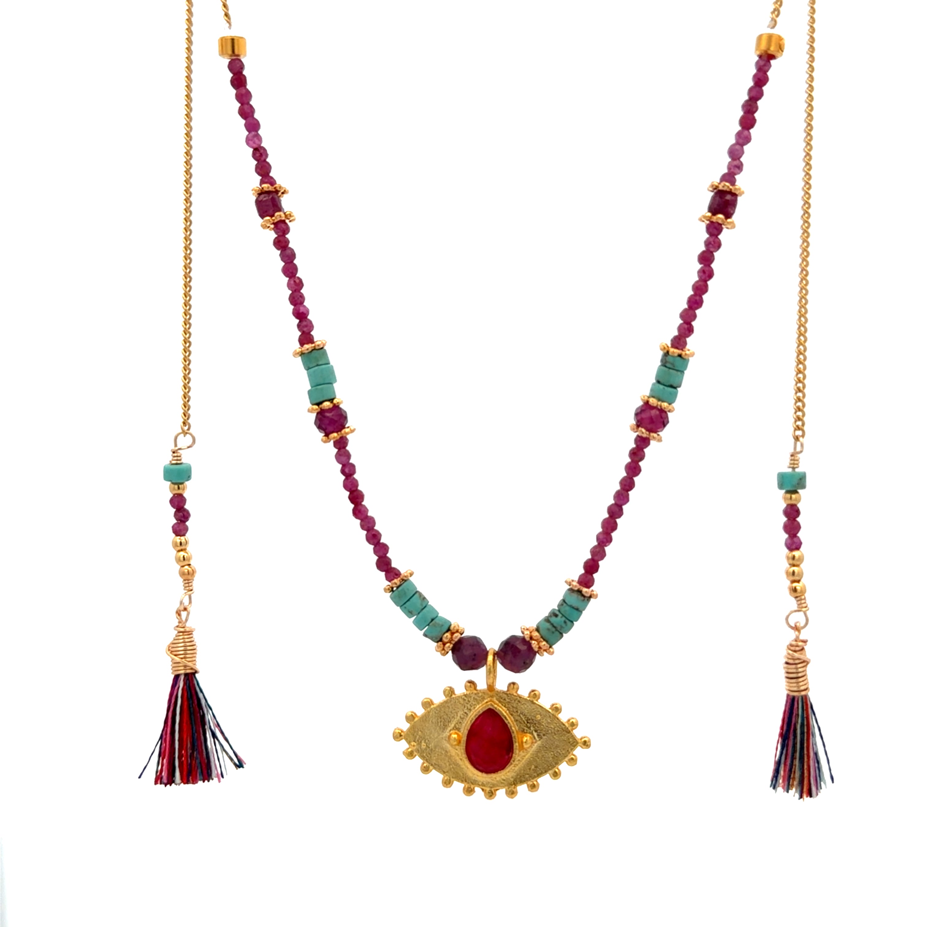 Collar Versatility con 🧿 de Rubí y turquesa