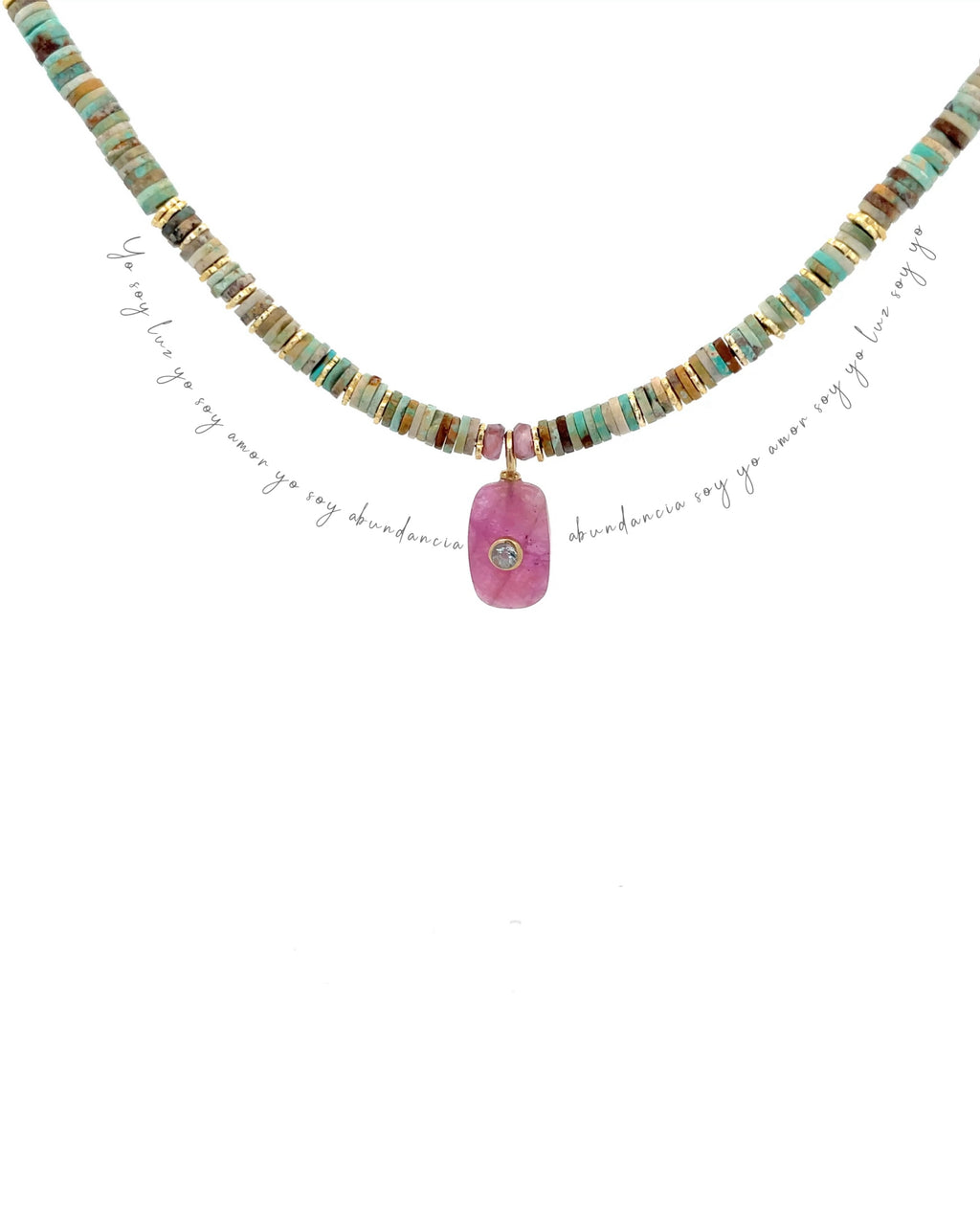 Decretos y afirmaciones turquesas con dije de Rubí