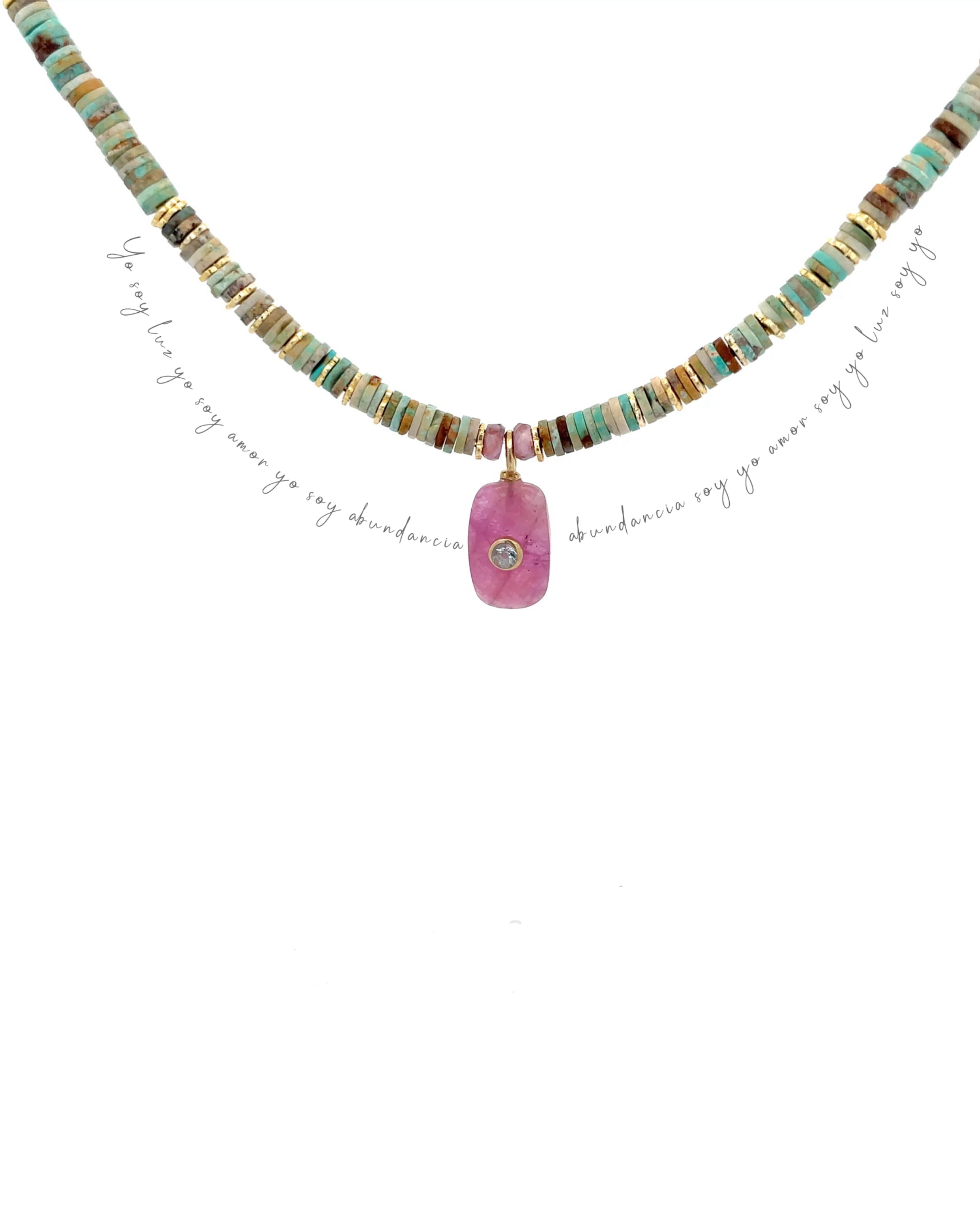 Decretos y afirmaciones turquesas con dije de Rubí