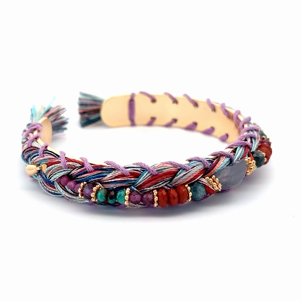 Pulsera Sejmet tejida con multipiedras