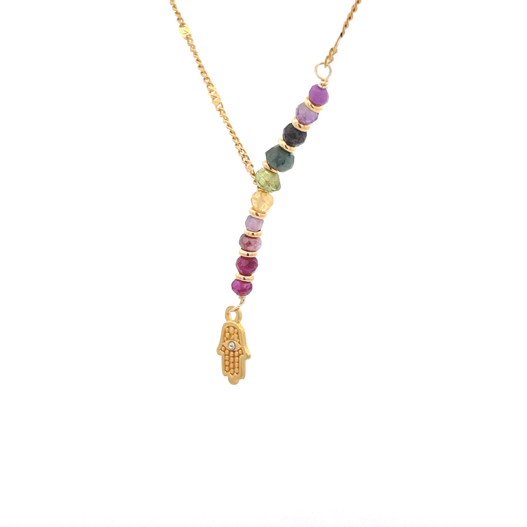 Collar Hamsa arcoíris