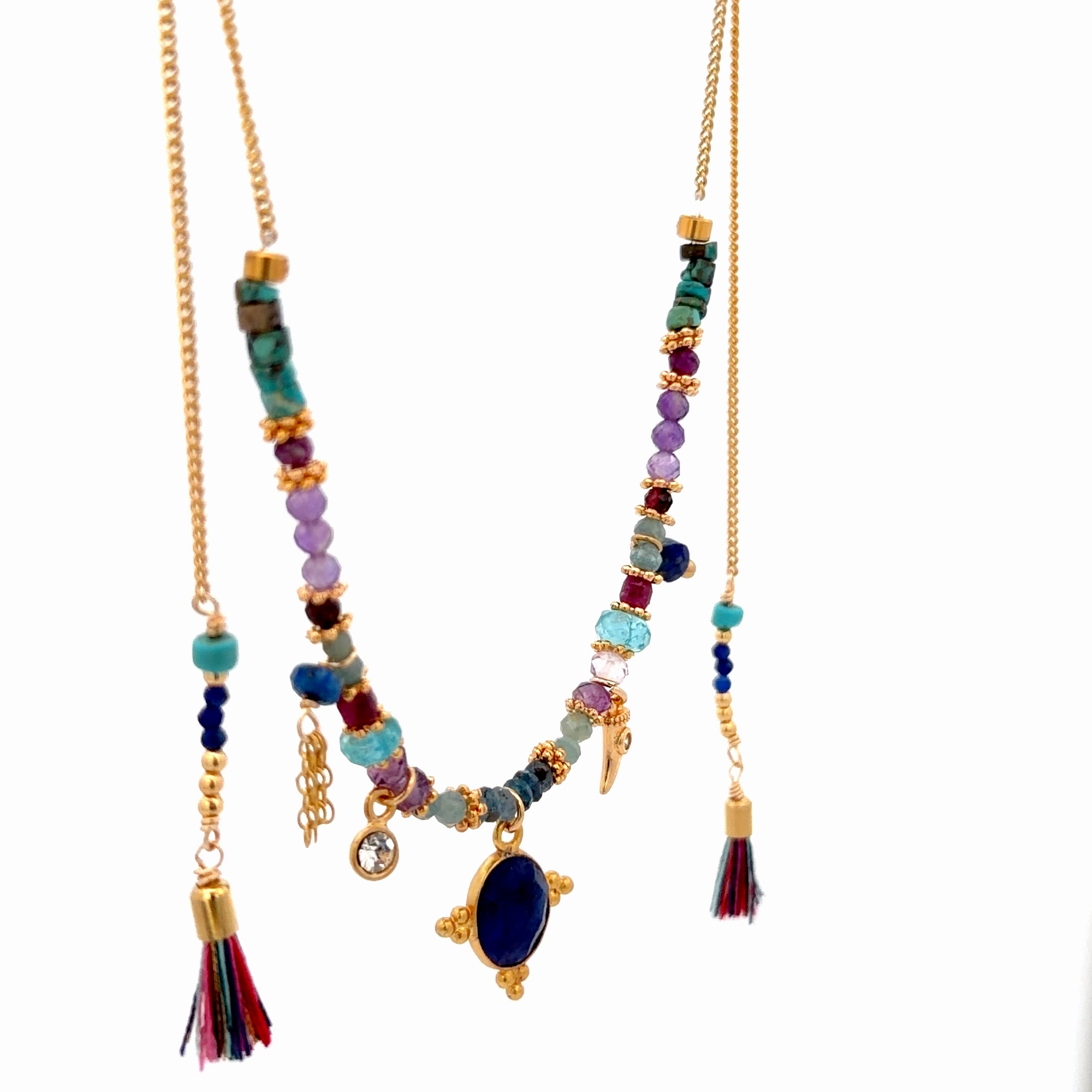 Collar Versatility con dije oval de lapislázuli