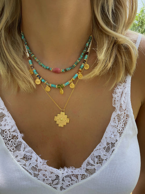 Collar 7 Chakras con turquesas