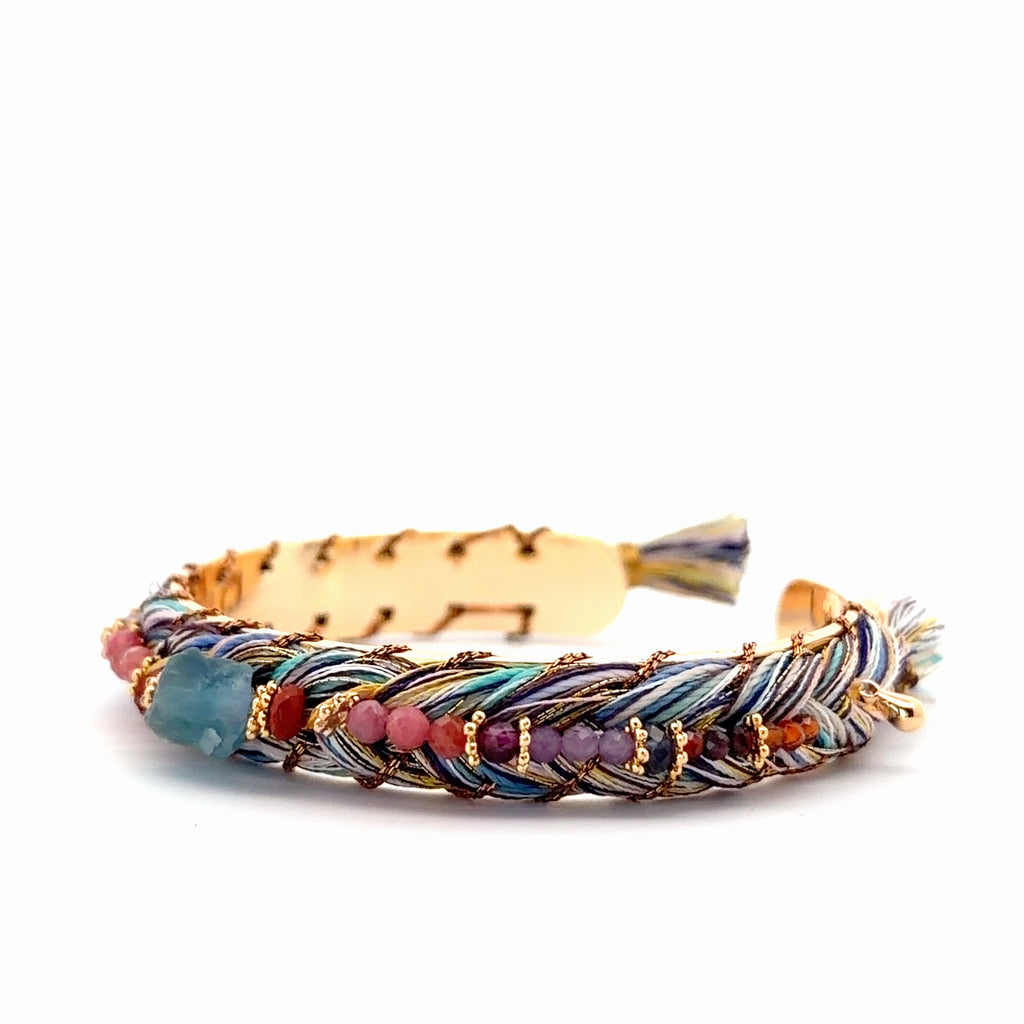 Pulsera Sejmet tejida con multipiedras
