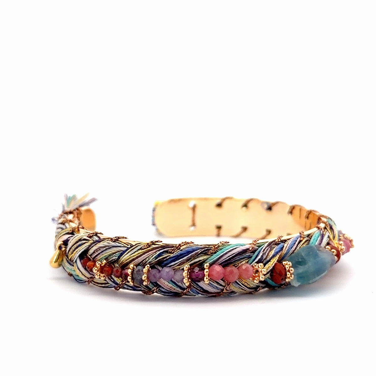 Pulsera Sejmet tejida con multipiedras
