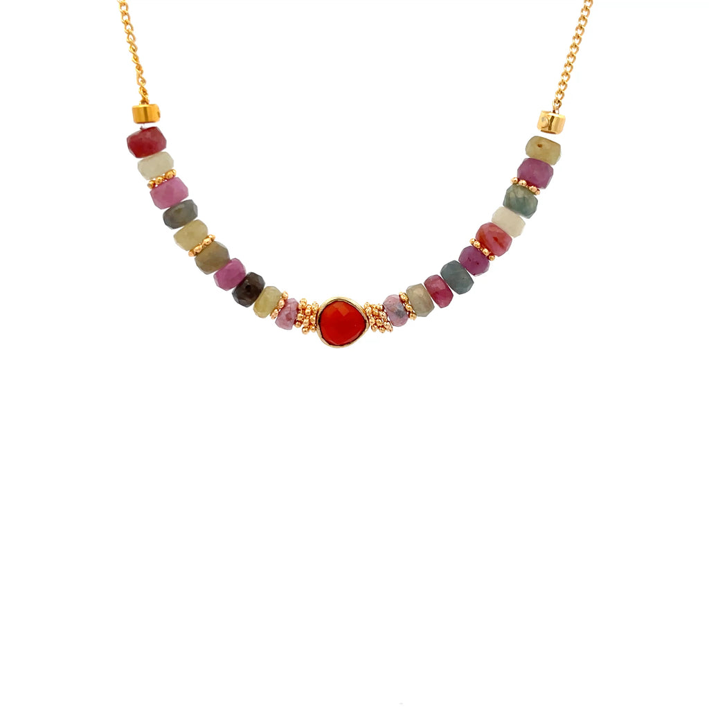 Collar yo soy amor con zafiros multicolor