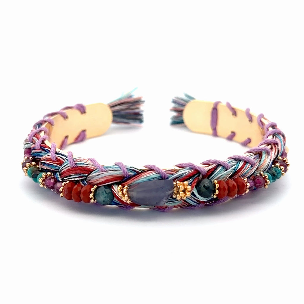 Pulsera Sejmet tejida con multipiedras